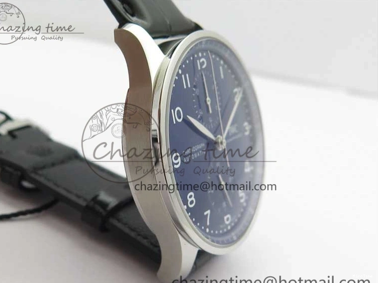 MIROTIME 0307 SunProtective Portugieser Chronograph Edition 150 Years IW371601 ZF 1:1 Best Edition Blue Dial on Black Leather Strap A7750 (Slim Movement) 7137